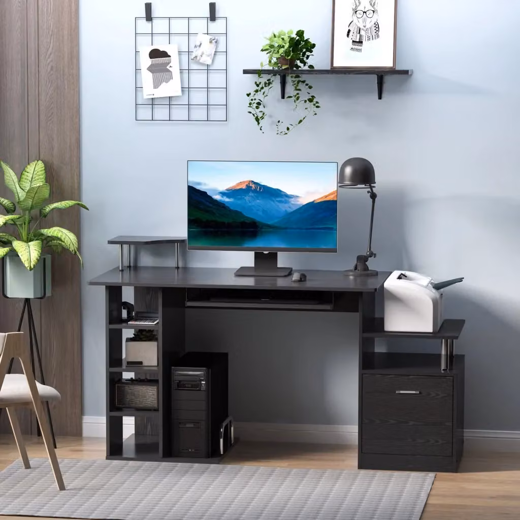 Scrivania Moderna Benzoni per Computer e Home Office, Colore Nero, L 152 x P 60 x H 88 cm – 2