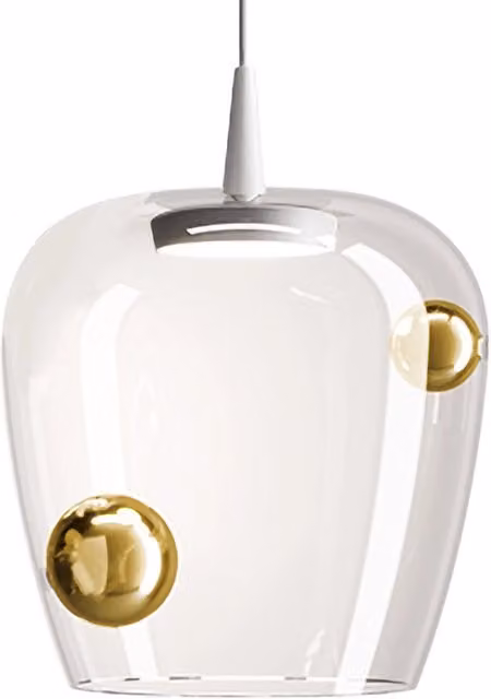 Zafferano Bilia Lampada a sospensione LED 8W 2700K, design a cupola in vetro e metallo, colore Bianco e Oro, Diametro: 27 cm