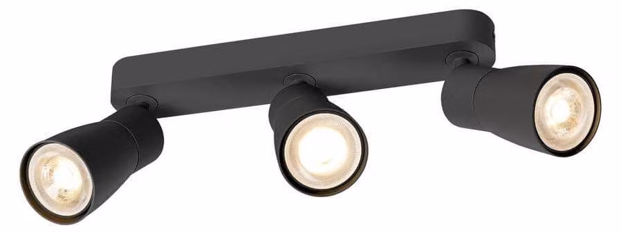 SLV PURI 2.0 Cupola, plafoniera da parete e soffitto, lunga, 3 x max. 6W GU10, nero 1008328