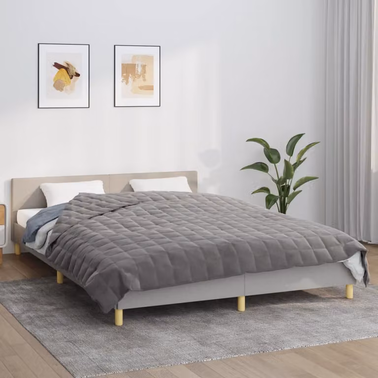 Coperta Ponderata vidaXL Grigia in Microfibra Traspirante e Anallergica L: 220 cm, P: 240 cm, Peso: 15 kg