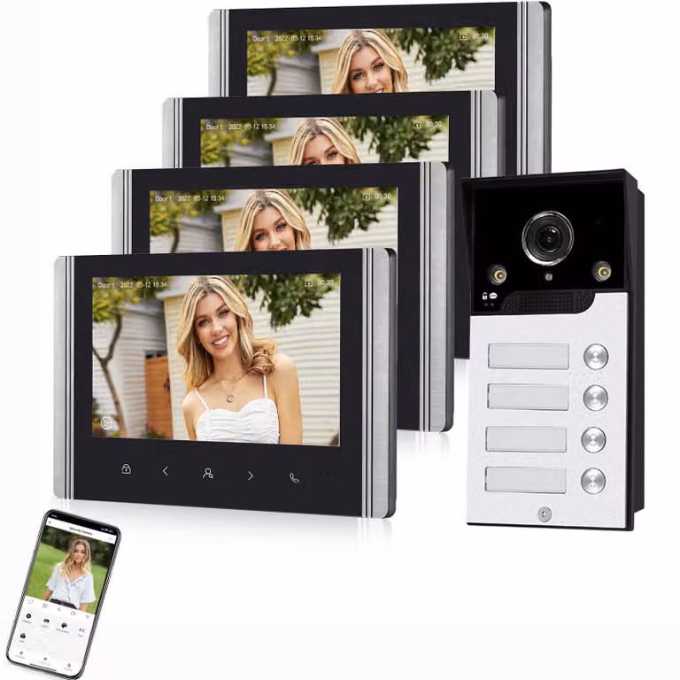 Citofono video wireless con schermo touchscreen da 7 pollici, telecamera 1080P e resistente all'acqua