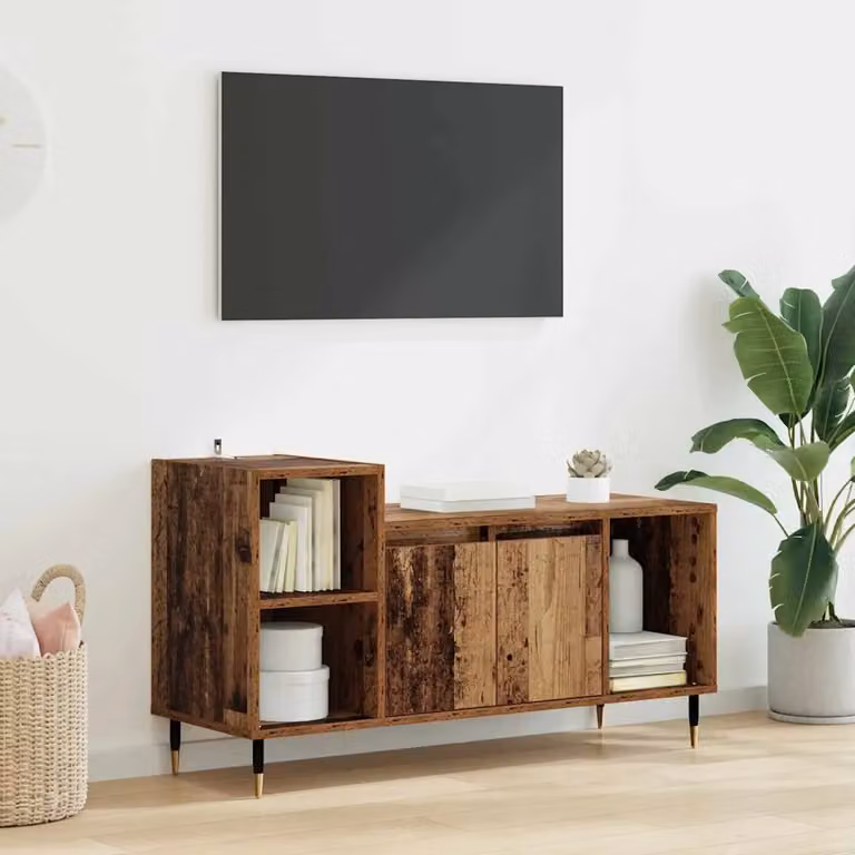 Mobile TV vidaXL moderno in legno e metallo marrone L 100 x P 35 x H 55 cm