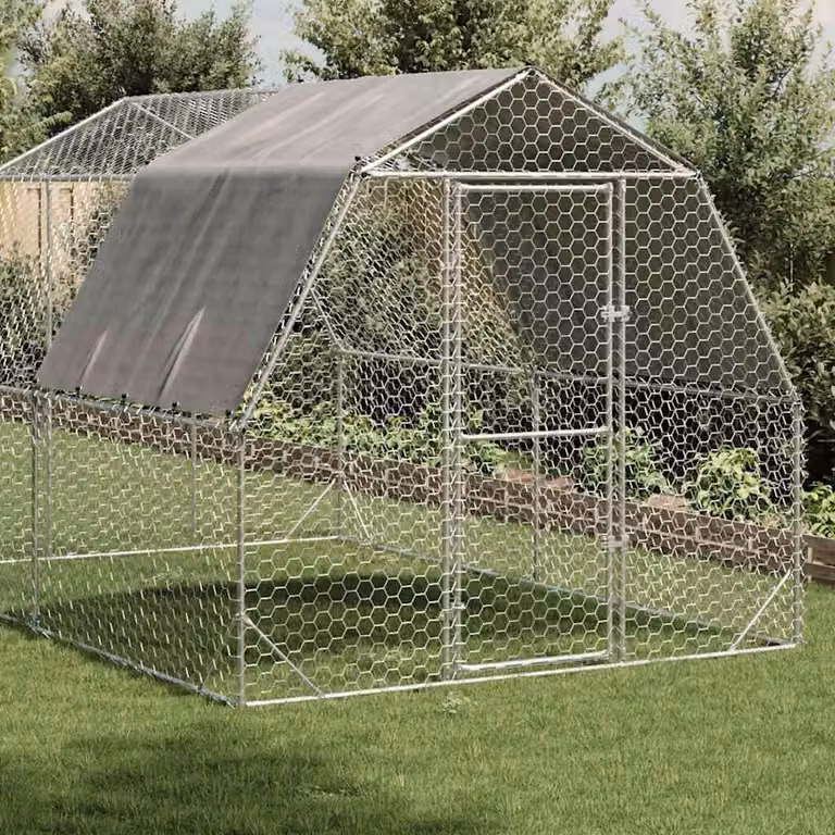 vidaXL Recinto per Polli con Tetto 2,5x4x2,25 m in Acciaio Zincato