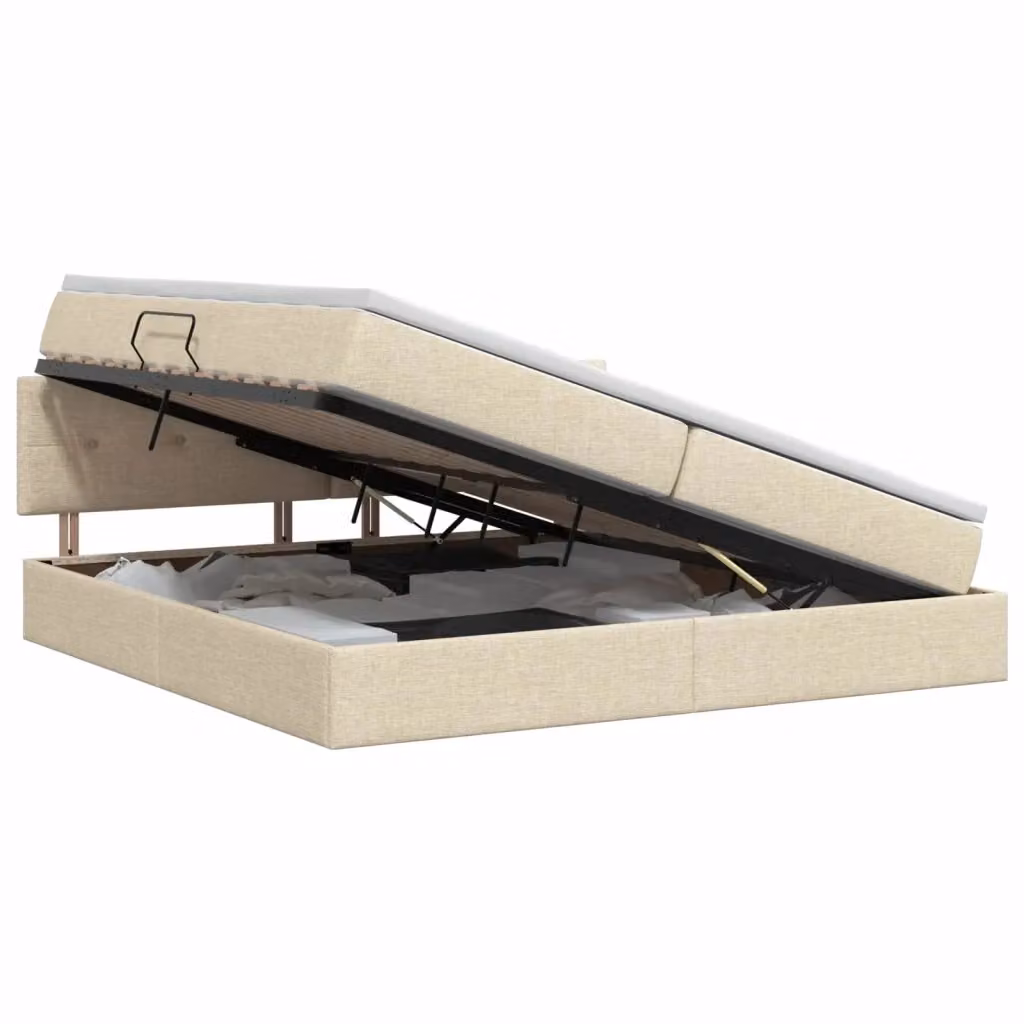 Letto con contenitore e materasso ibrido vidaXL in velluto beige e bianco L/P: 200 x 200 cm – 2