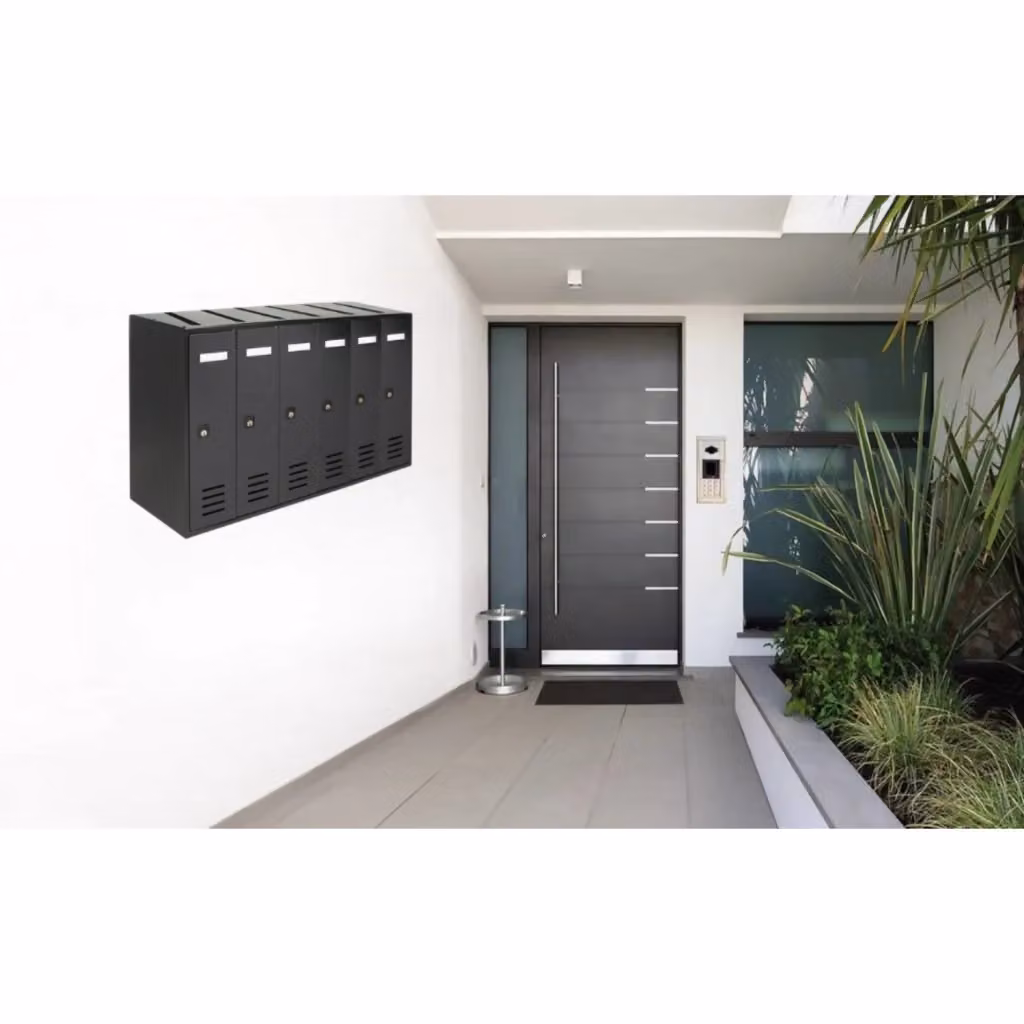 Cassette Postali Condominiali ALUBOX CUBO da 6 Posti in Lamiera Zincata, Colore Antracite, L: 38,5 cm, H: 63 cm, P: 25 cm – 2