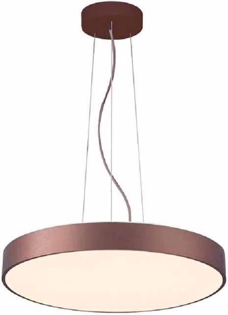 Trade Shop - Lampadario Cerchio 80 Cm Led 95 W Lampada Up Down Sospensione 2 Temperature Luce - Marrone