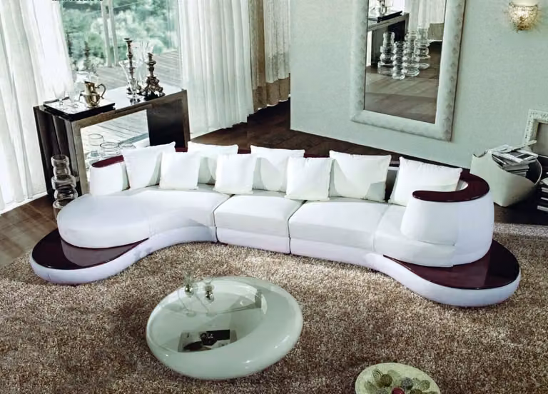 Rundsofa mit USB Sofa Couch Runde Polster Couchen Garnitur Ecksofa Sitz Rund