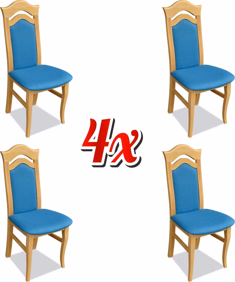 Garnitur 4x Stühle Lehn Design Sitz Polster Massiv Holz Esszimmer Gruppe Stuhl
