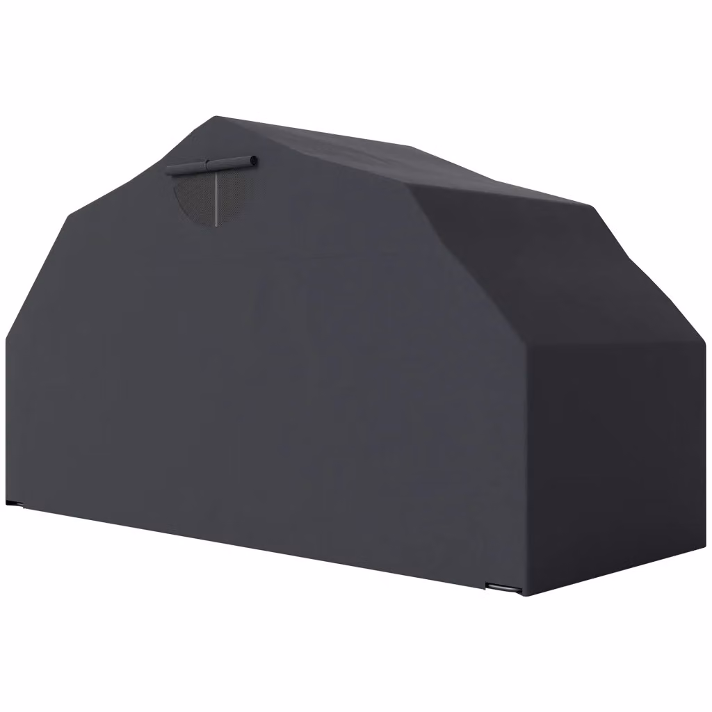 Tenda Garage per Moto Xylo in Tessuto Oxford Nero con 2 Finestre L: 345 cm, P: 135 cm, H: 191 cm – 2