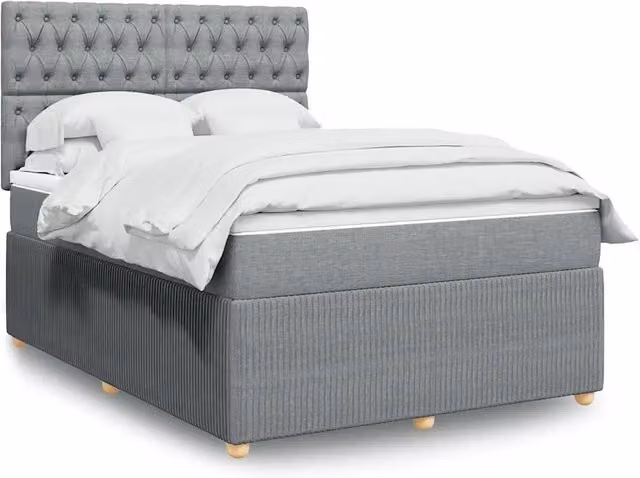 Letto Ibrido con Giroletto a Molle e Materasso vidaXL, Grigio Chiaro e Bianco, L/P/H: 160 x 200 cm