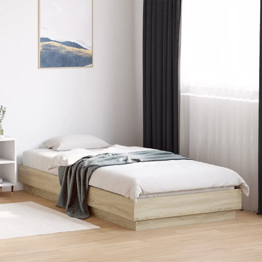 Giroletto senza materasso vidaXL in truciolato color rovere sonoma, dimensioni 90 x 200 cm