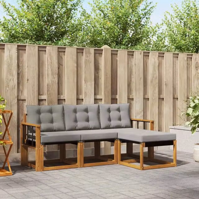 Set di divani da esterno 4 pz Grigio Naturale e Chiaro 3368550