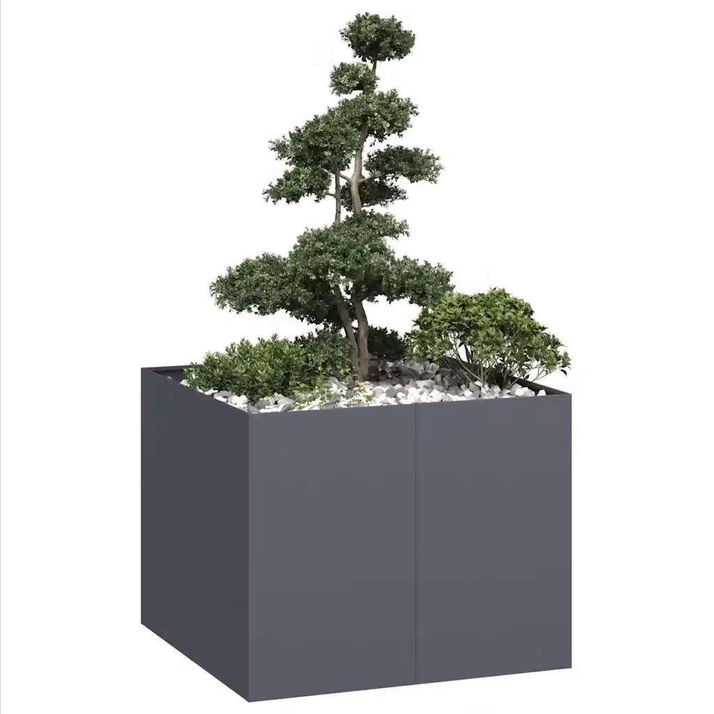 Fioriera a cassetta in acciaio antracite per orto e giardino L: 100 cm, P: 100 cm, H: 80 cm – 2
