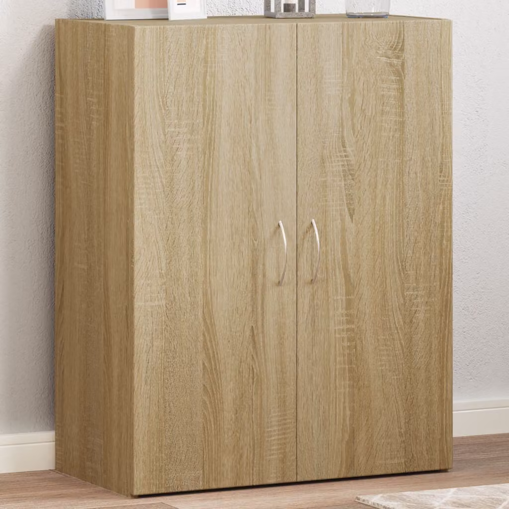 Schedario vidaXL in legno Rovere Sonoma marrone con ante a battente, L: 60 cm, P: 32 cm, H: 77,5 cm