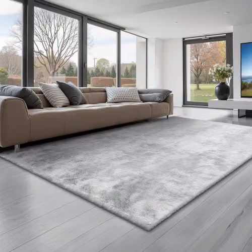 VEVOR Tappeto Morbido per Interni 1,8 x 2,7 m, Tappeto Morbido in Peluche per Soggiorno, Camera da Letto, Arredamento Moderno Tappetino a Pelo Lungo, Antiscivolo, Tinta Grigio Chiaro
