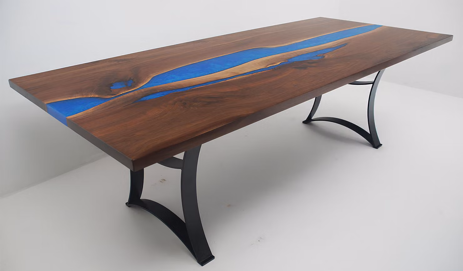 Esstisch Blue River Table Echtes Holz 220x90 Tische Epoxidharz Flusstisch