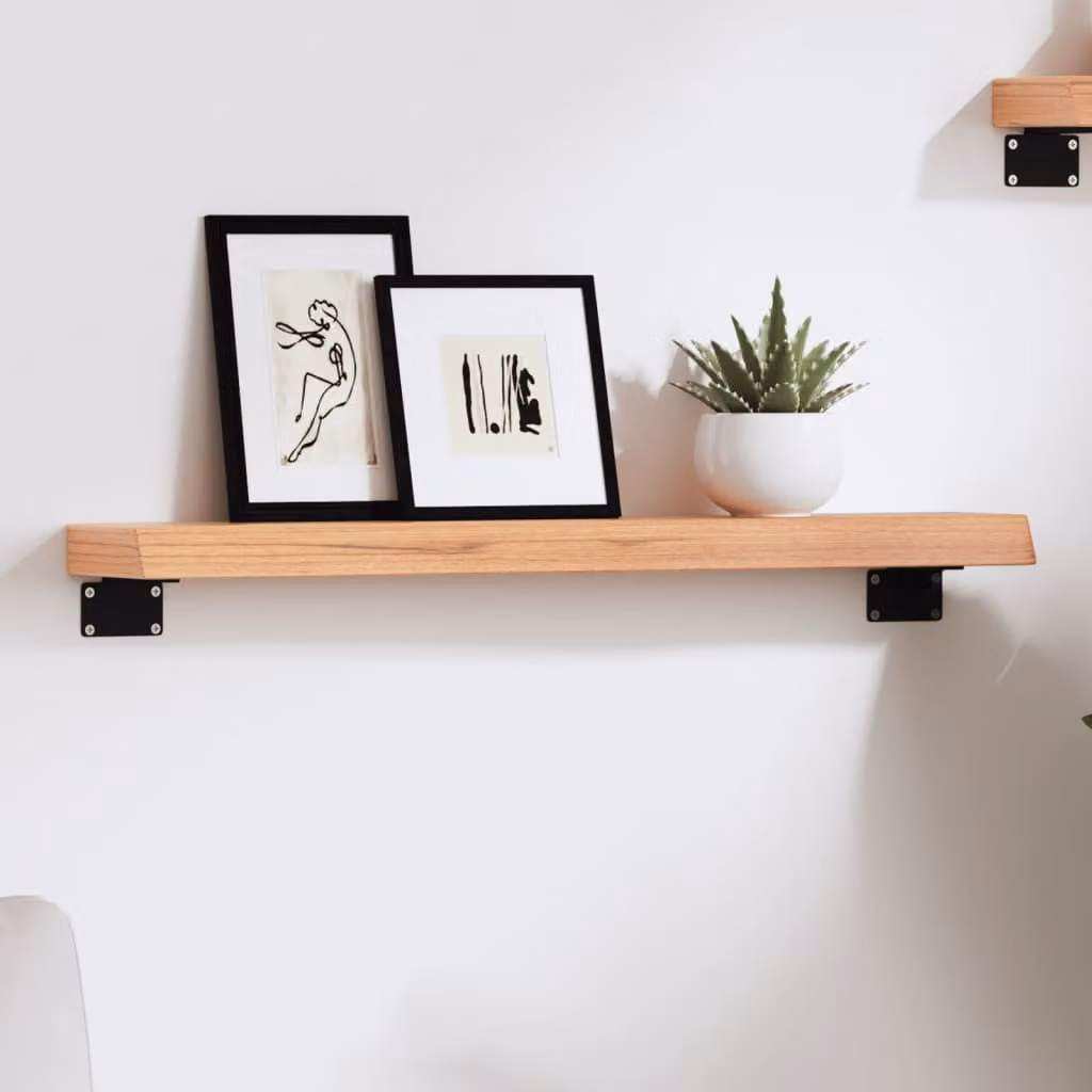 Ripiano da muro vidaXL in legno di rovere massello marrone chiaro L 60 cm x P 10 cm x H 4 cm
