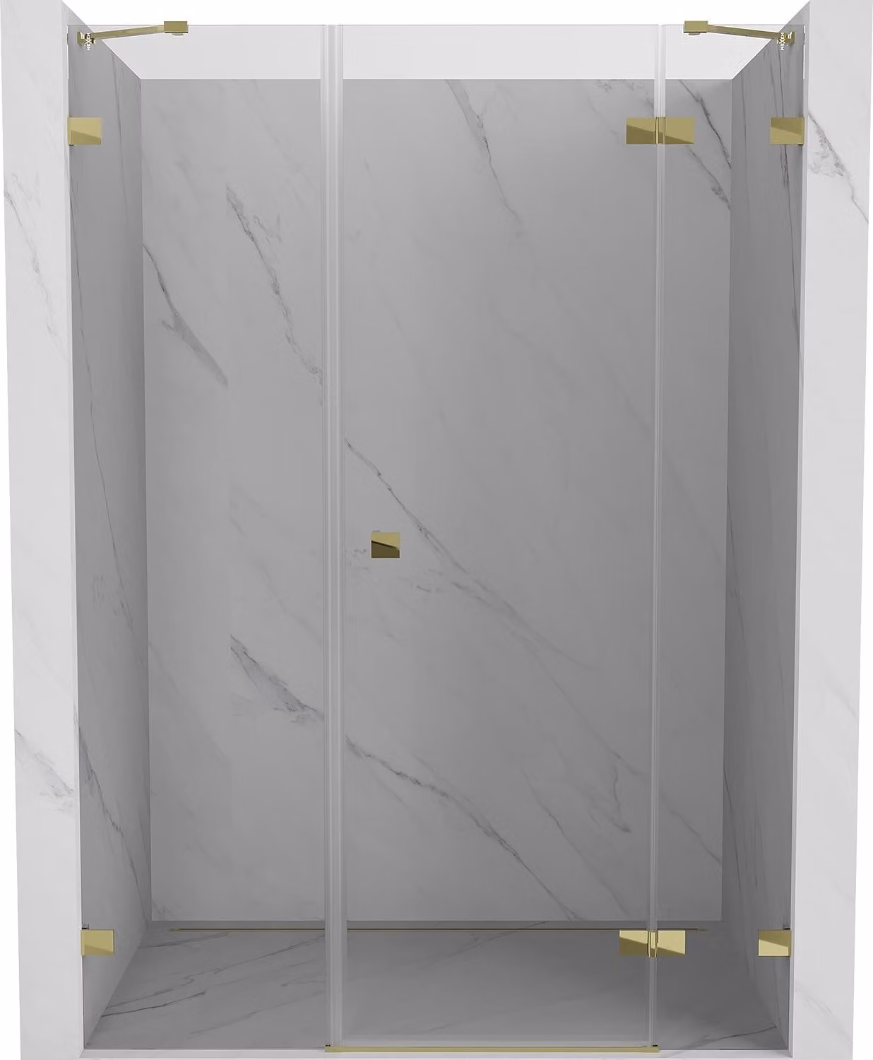 Mexen Lunar porta doccia a battente destra 150 cm, trasparente, dorato - 834S-150-050-50-00-P