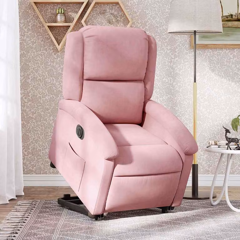 vidaXL Poltrona Alzapersona Reclinabile Elettrica in Velluto Rosa per Senior