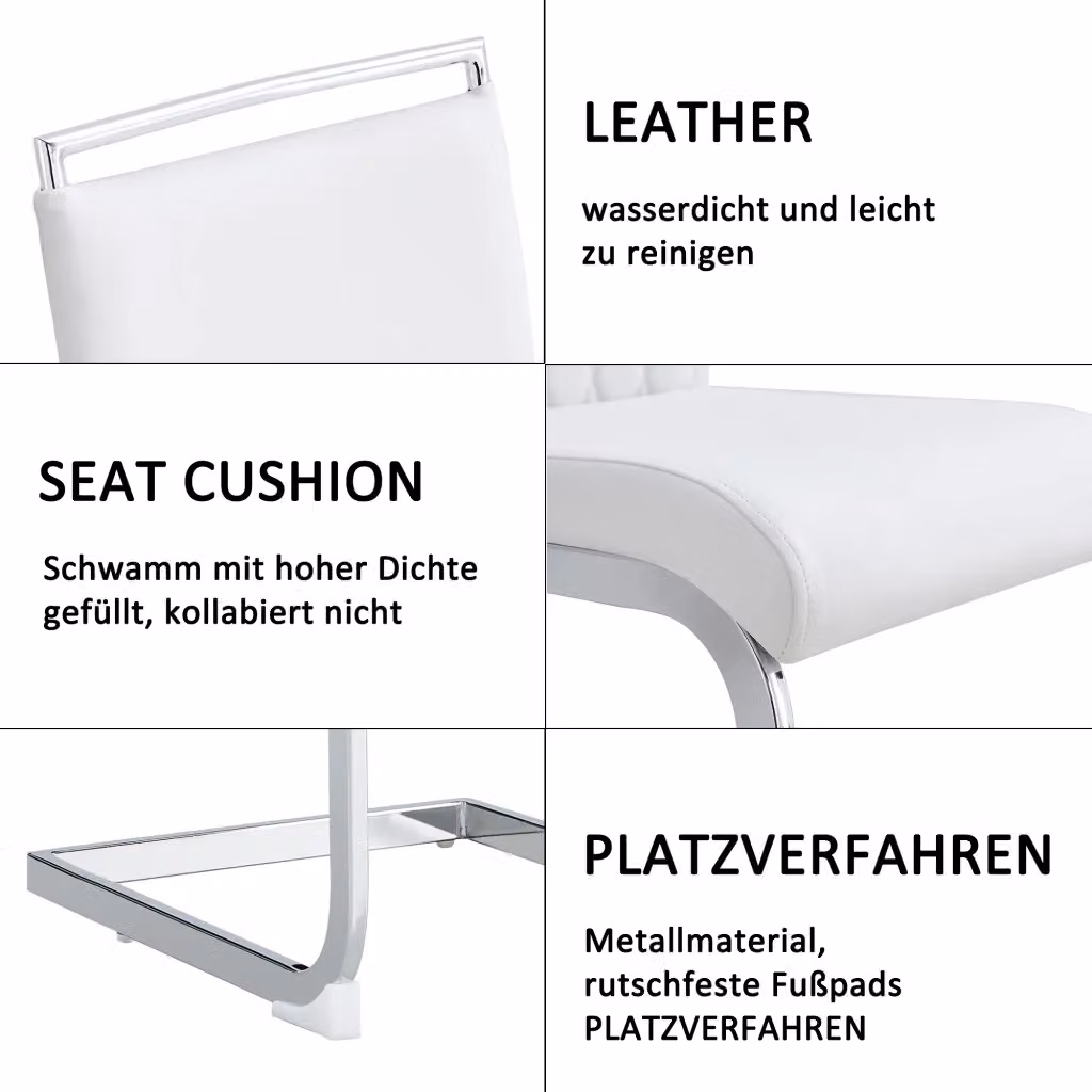 Set da 2 sedie REDOM bianche con schienale ergonomico e base a slitta in metallo per cucina – 2