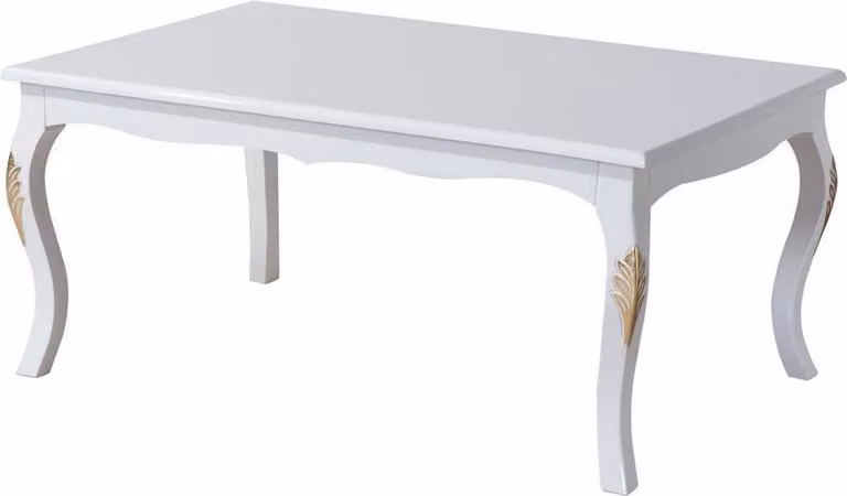Casa Padrino tavolino barocco bianco/oro 110 x 77 x h. 45 cm - Tavolo da salotto in legno massiccio in stile barocco - Mobili barocchi