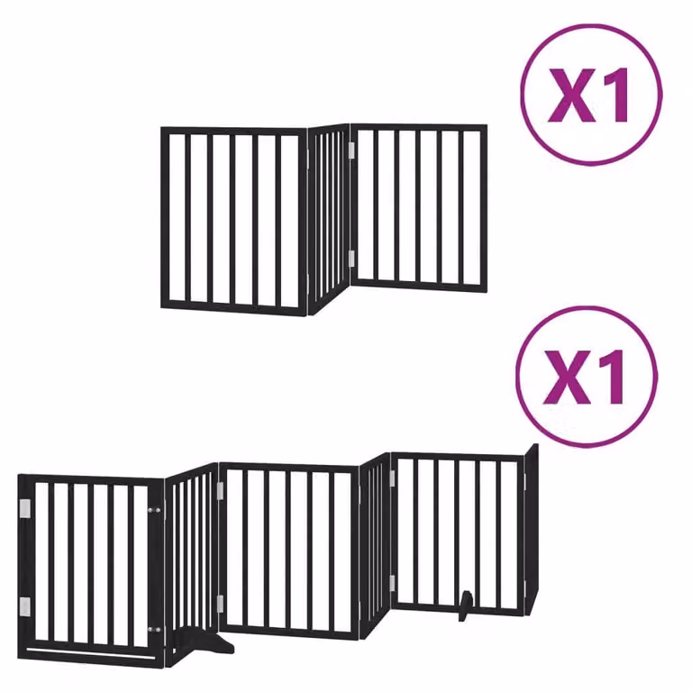 Cancello per Cani Porta Pieghevole Nero 9 Pannelli 450cm Pioppo