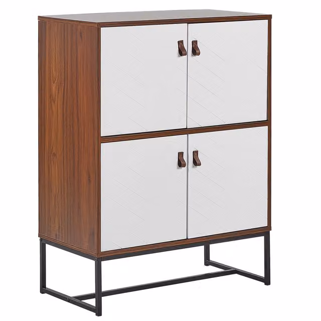 Credenza Beliani in legno scuro e metallo con 4 ante e 2 scomparti, L: 100 cm, H: 76 cm – 1