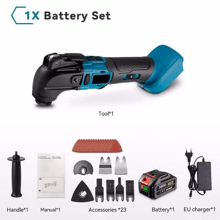 Multitool oscillante - Senza spazzole - Utensile multifunzione - Seghetto elettrico - Trimmer - Pala