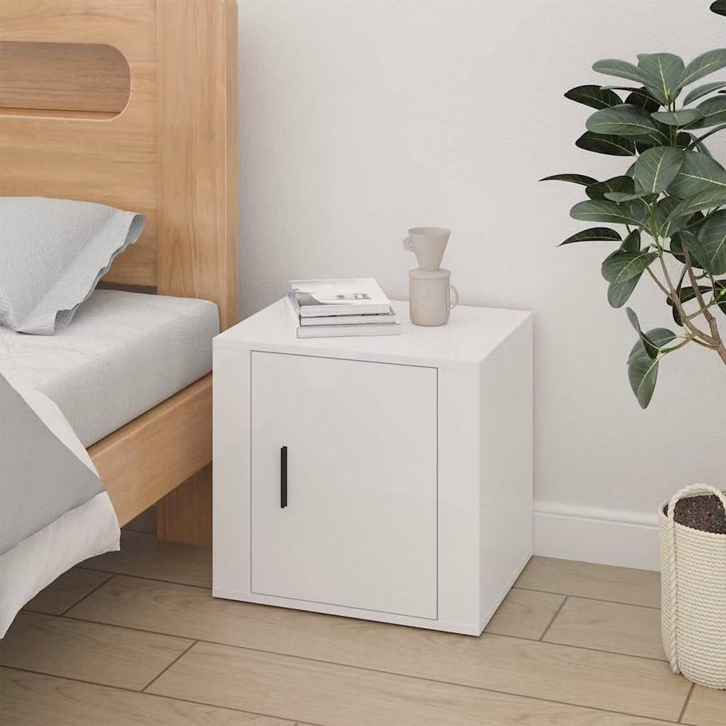 Comodino moderno vidaXL Bianco lucido L: 50 cm, P: 39 cm, H: 47 cm
