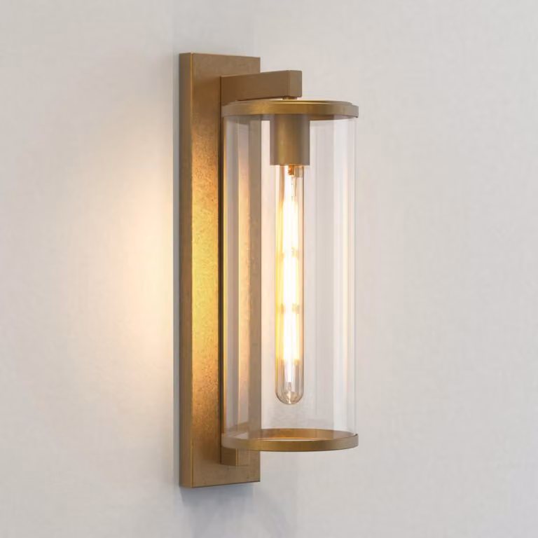 Astro Pimlico 500 - Lanterna a filo muro in ottone antico IP23, E27