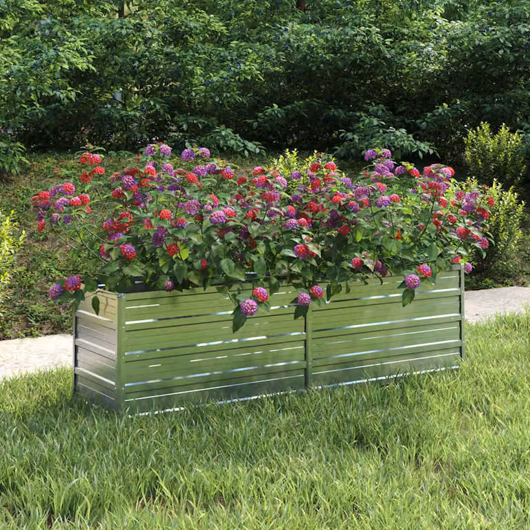 Letto rialzato da giardino vidaXL in acciaio zincato argento L: 160 cm, P: 40 cm, H: 45 cm