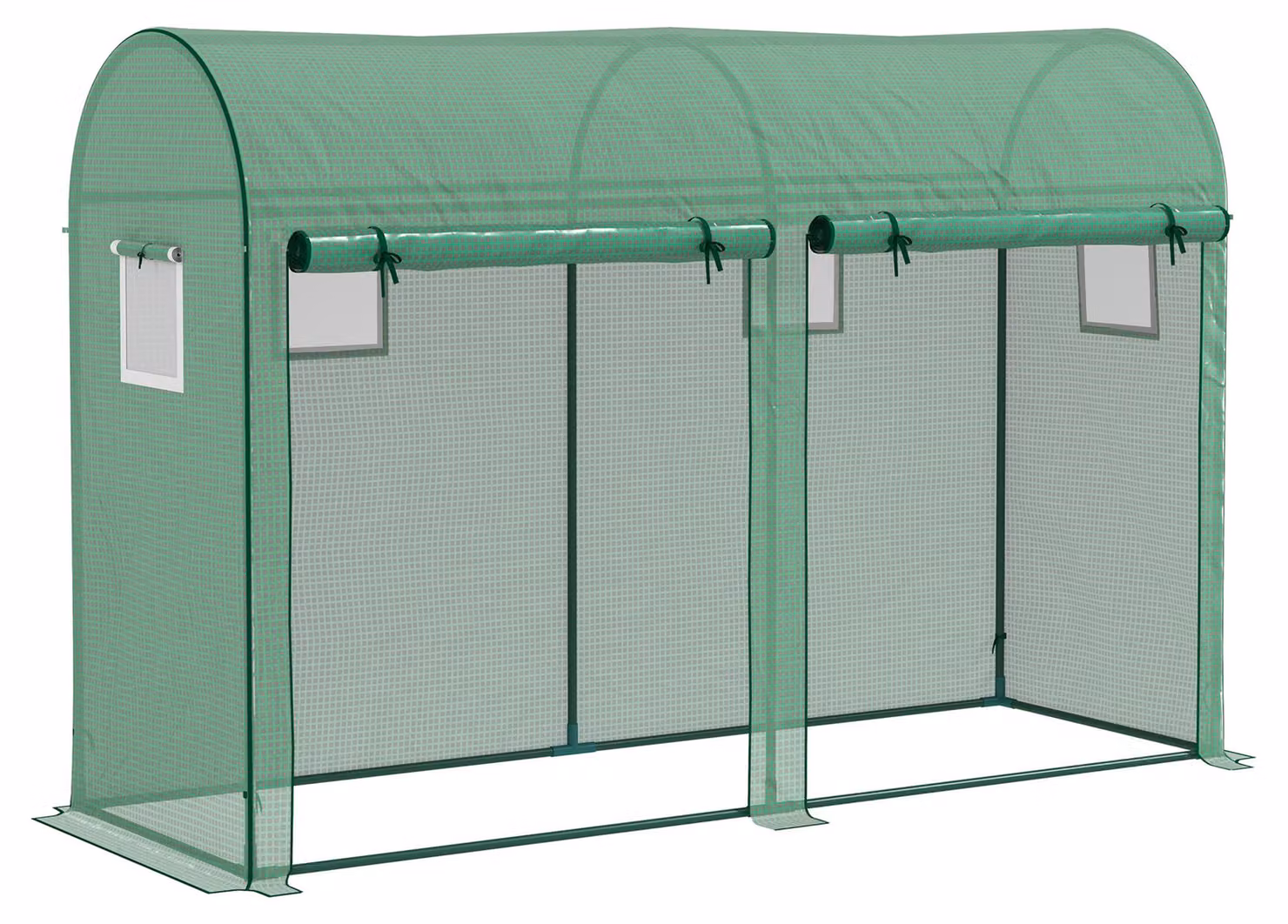 Serra con finestra e porta, in acciaio, con rivestimento in film di polietilene a rete, dimensioni 300x100x200 cm, ideale per coltivare pomodori (colore: verde)