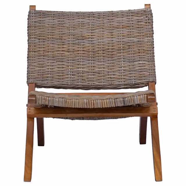 Sedia Relax vidaXL in Rattan Kubu Naturale e Mogano Massello Marrone – 1