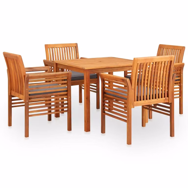 The Living Store Set da pranzo da giardino 5 pezzi con cuscini in legno massiccio di acacia