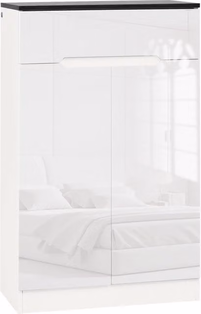 Scarpiera Slim Salvaspazio Xylo Bianco Lucido con Ante in Vetro L/P/H: 60 x 32 x 100 cm