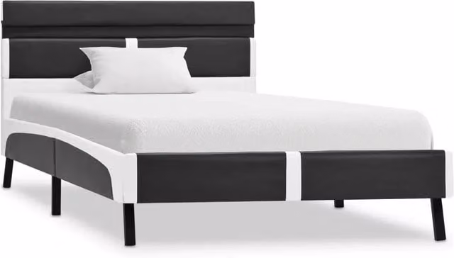 Letto singolo | Letto per adulti | Giroletto con LED senza Materasso Grigio in Similpelle 90x200cm