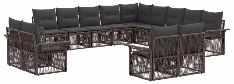Set di divani da giardino, 13 pezzi, grigio e grigio scuro, in rattan sintetico