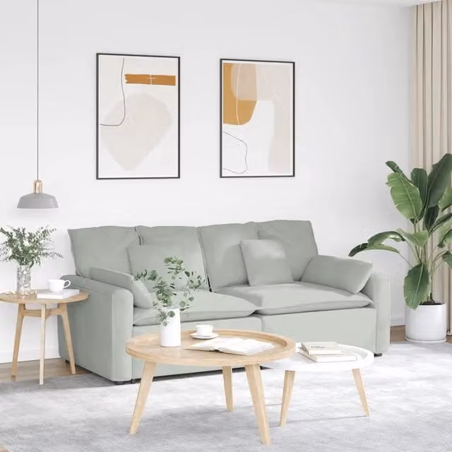 Divano Modulare con Cuscini Grigio Chiaro 3321129