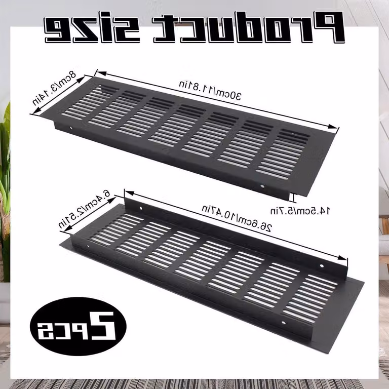 Griglie di ventilazione in acciaio inossidabile e alluminio nero, ideali per cucine, armadi e guardaroba, per garantire una circolazione dell'aria e una ventilazione ottimali
