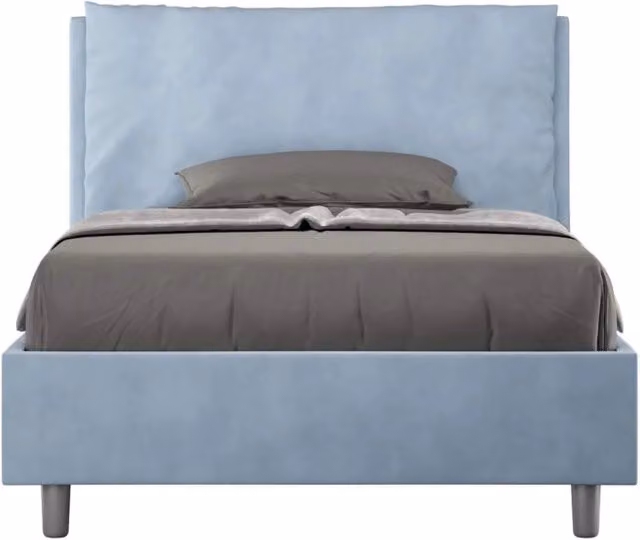 Letto una piazza e mezza senza rete imbottito 110x210 microfibra azzurro Antea Large