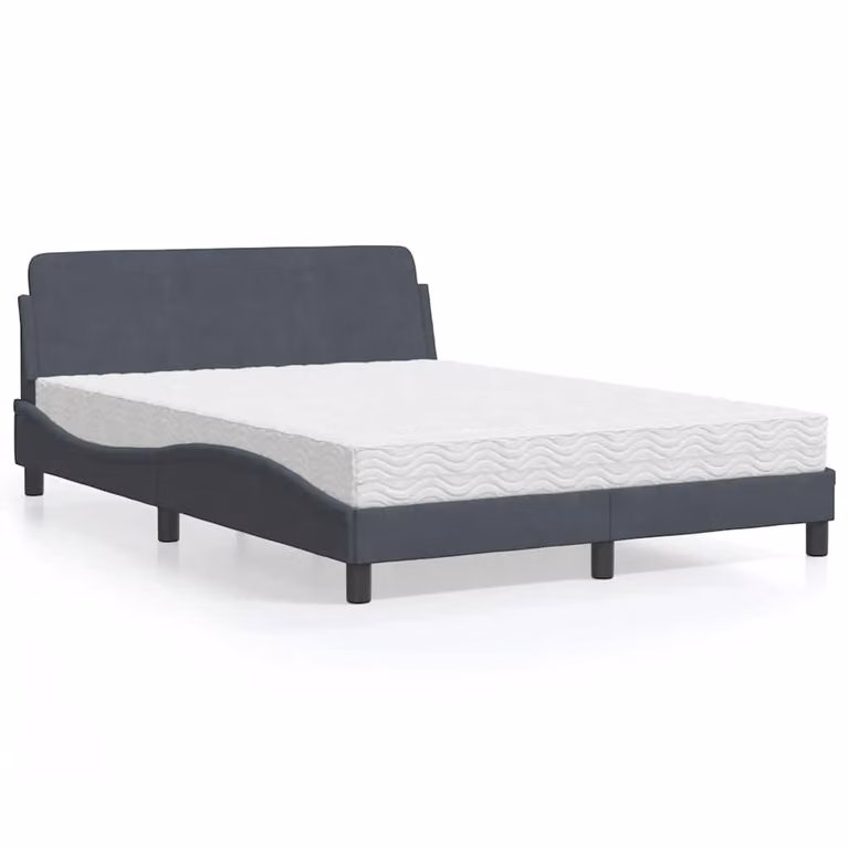 Letto con Materasso Dover vidaXL in Velluto Grigio Scuro L/P: 140 x 200 cm
