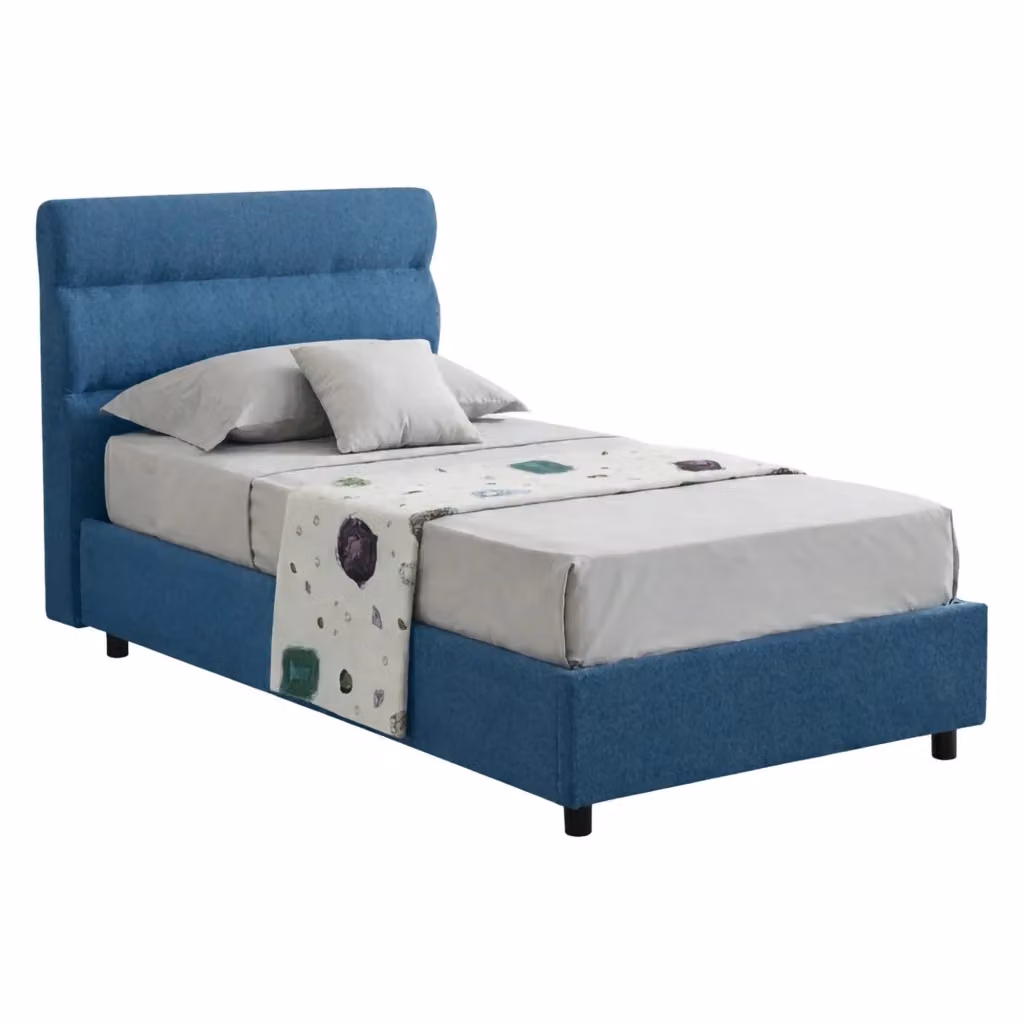 Letto Singolo Adalpina con Materasso Incluso, Made in Italy, Blu, L 80 x P 200 cm – 2