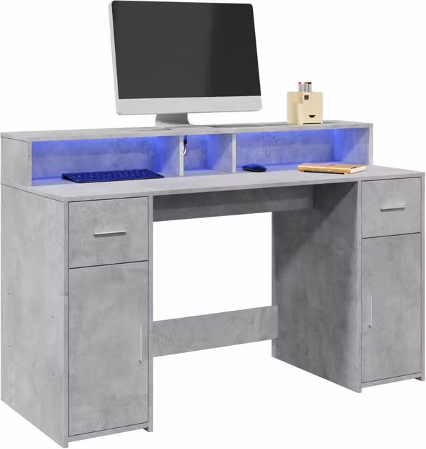 Scrivania Gaming vidaXL Grigio, L/P/H: 140 x 55 x 91 cm