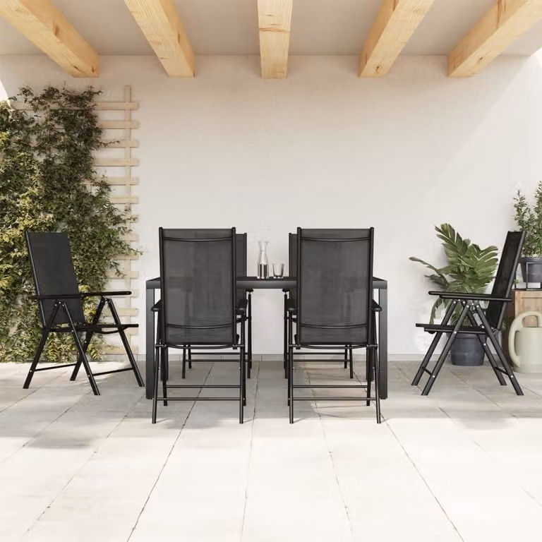 Maison Exclusive - Set da pranzo da giardino 7 pezzi in alluminio nero