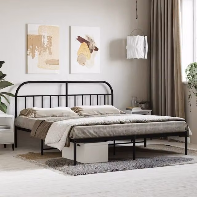 Letto con testiera in metallo nero vidaXL L/P: 180 x 200 cm