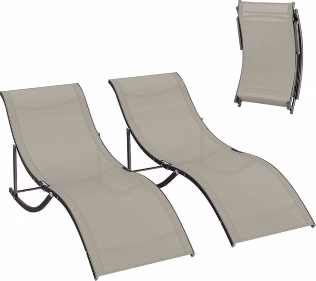Sdraio Pieghevole da Giardino ¨C zephmum ¨C Alluminio e Textilene, 61x165x63cm