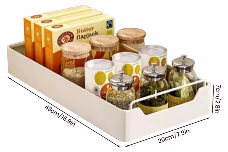 Organizzatore per armadietti da cucina - Cassetto telescopico estraibile - Sistema di chiusura ammortizzata - Montaggio senza foratura - Acciaio inossidabile - Resistente alla ruggine - 40 cm - Bianco