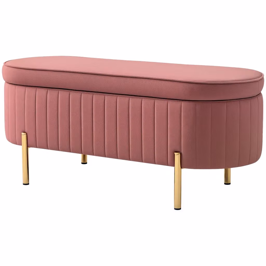 Pouf contenitore in velluto con coperchio XYLO rosa L: 108 cm, P: 44 cm, H: 43,5 cm – 2