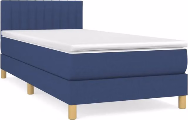 Letto singolo | Letto per adulti | Giroletto a Molle con Materasso Blu 100x200 cm in Tessuto