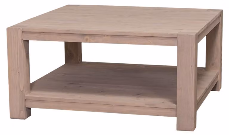 Tavolino da salotto in stile rustico "Casa Padrino", realizzato in legno massello, finitura naturale, dimensioni 90 x 90 x 45 cm (altezza)